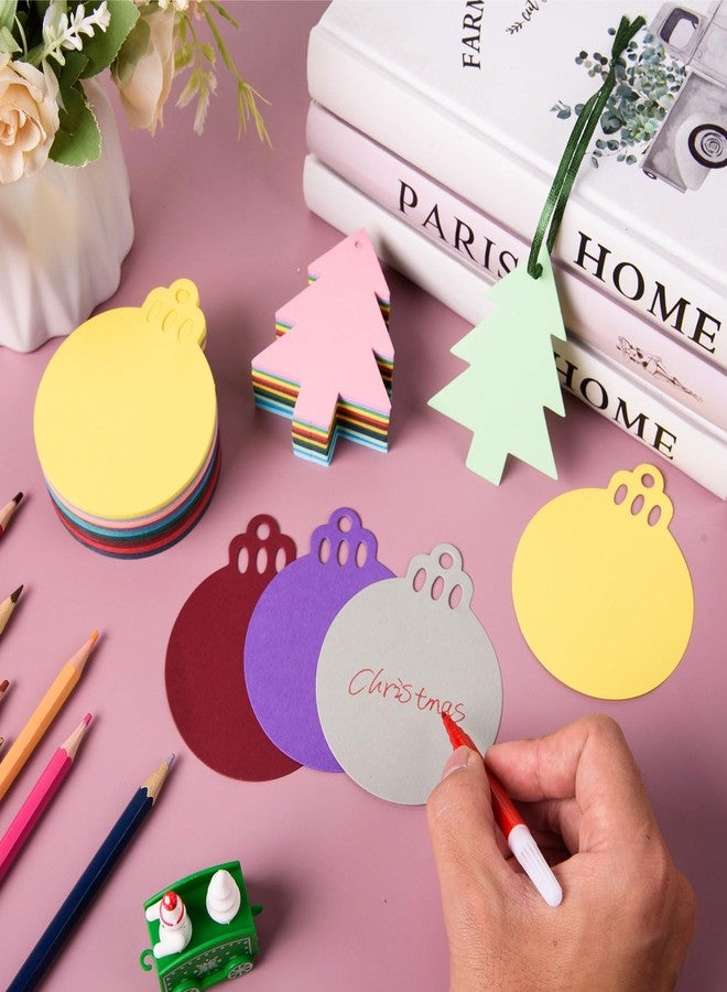 MixTeach 240 Pcs Christmas Hanging Gift Tags 120 Pcs Round Ornaments Labels and 120 Pcs Christmas Tree Hanging Labels with 240 Pcs Ribbons for DIY Crafts Christmas Gift Wrapping Favors Party Decor - Image 5